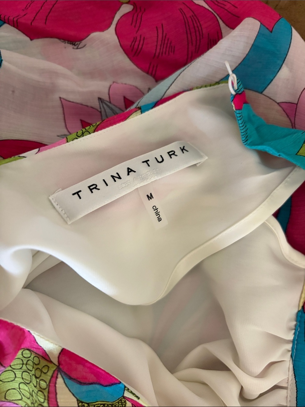 Trina Turk Vibrant Floral Dress- Pink Teal Lime - Picture 3 of 5